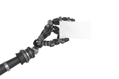 transparent robotic hand holding blank card for tech design - Download Free Stock Videos Pikwizard.com