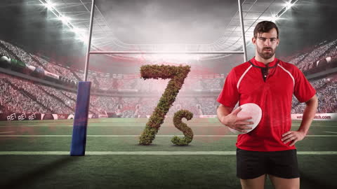 Animated Rugby Player with 7s Number Inside Stadium