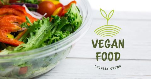 Fresh Organic Salad with Vegan Food Labeling on Wooden Table - Download Free Stock Images Pikwizard.com