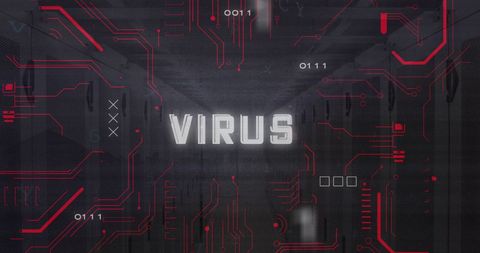 Digital Interface Warning with Virus Alert Over Servers - Download Free Stock Images Pikwizard.com