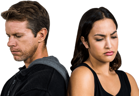 Transparent Couple Standing Back to Back Looking Distraught - Download Free Stock Videos Pikwizard.com