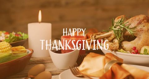 Happy Thanksgiving Greeting with Holiday Feast - Download Free Stock Images Pikwizard.com