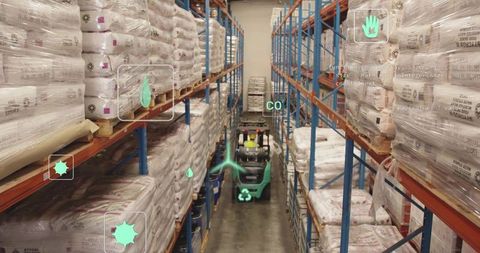 Forklift Operation in Warehouse with Safety Features