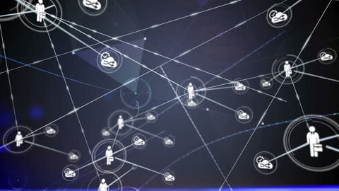 Digital Connection Network with People and Nodes Icons