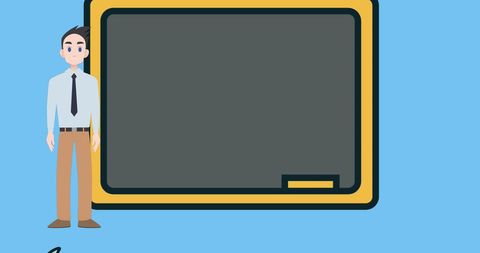 Mentor discussing education in front of chalkboard