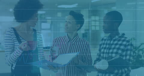 Collaborative Business Meeting amid Financial Data Interface