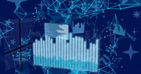 Digital Data Graphs with Network Connections on Blue Background - Download Free Stock Images Pikwizard.com