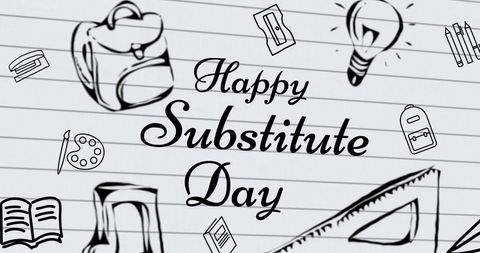 Happy Substitute Day School Icons on White Background - Download Free Stock Images Pikwizard.com