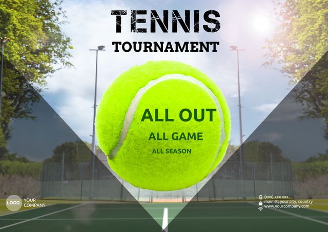 Dynamic Tennis Tournament Advertising Poster with Bright Tennis Ball - Download Free Stock Templates Pikwizard.com