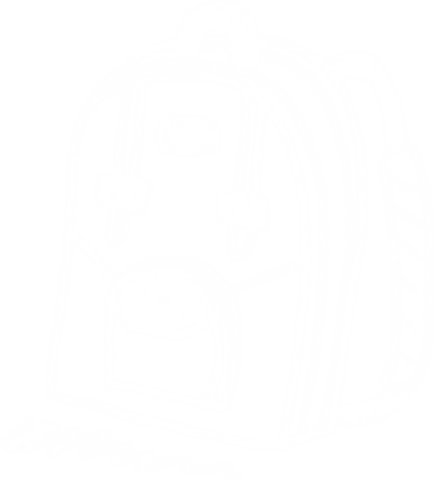 White Outlined School Bag on Transparent Background