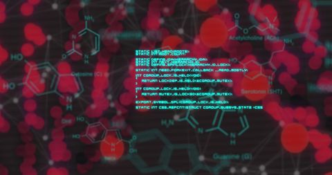 Dna strand with chemical structures and data visualization