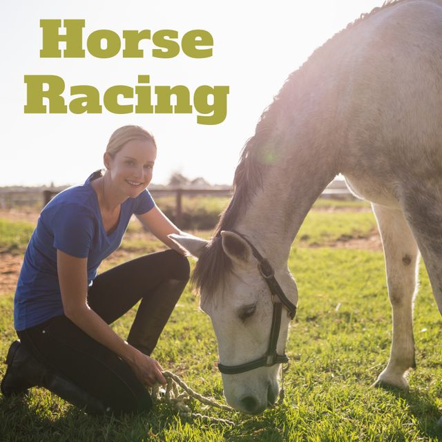 Smiling Woman Bonding with Her Horse in Open Pasture - Download Free Stock Templates Pikwizard.com