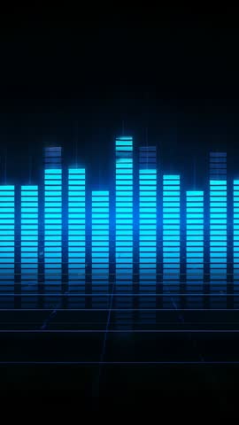 Pulsing Neon Blue Audio Equalizer Visualizer Reacting to Beat | Vertical Motion Loop