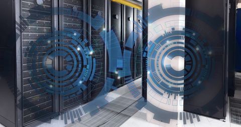 Futuristic Blue Scanners in Data Center Server Room - Download Free Stock Images Pikwizard.com