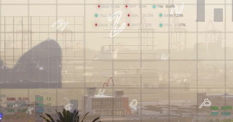 City Overlaid with Financial Graphics Symbolizing Global Business