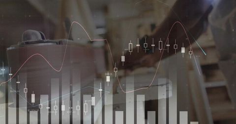 Stock market analyst using technology in home office