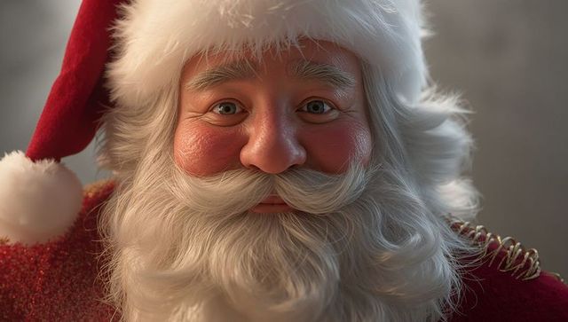 Smiling Santa Claus in Red Coat with Festive Holiday Spirit