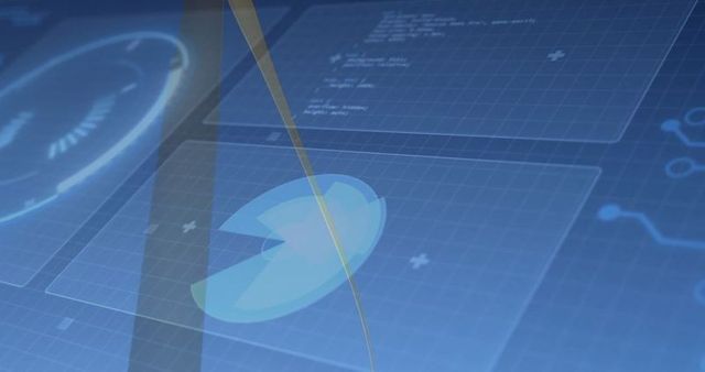 Futuristic Digital Interface with Technical Blue Graphics