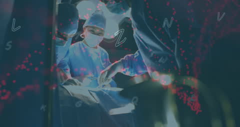 High-Tech Surgery Team with Data Overlay