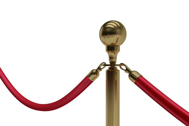 Close Up of Gold Queue Barrier Pole with Red Velvet Rope Transparent Background - Download Free Stock Videos Pikwizard.com