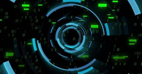 Abstract Binary Code with Glowing Circular Interface - Download Free Stock Images Pikwizard.com