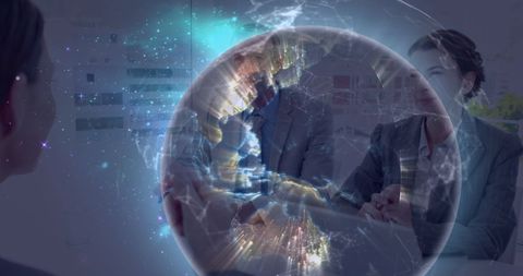 Global Business Interface with Holographic Technology - Download Free Stock Images Pikwizard.com