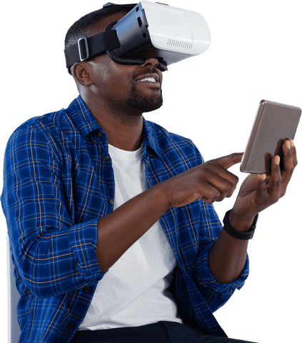 Transparent Virtual Reality Experience with Digital Tablet Assistance - Download Free Stock Videos Pikwizard.com