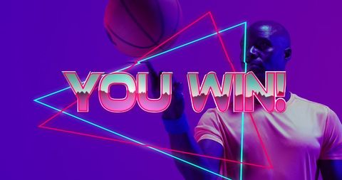 Basketball Player with Neon YOU WIN Text - Download Free Stock Images Pikwizard.com
