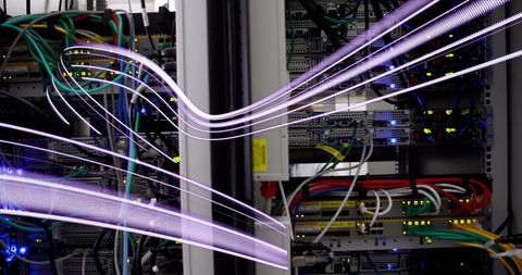 Futuristic Lines Intersecting with Advanced Server Rack Systems - Download Free Stock Images Pikwizard.com