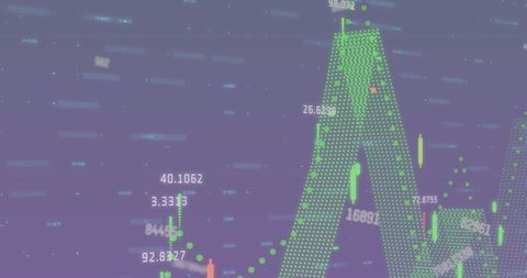 Dynamic digital graphs and data points on abstract background