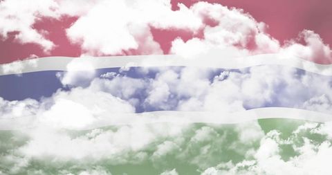Stylized Gambia Flag Art with Digital Sky and Clouds