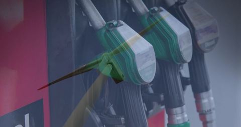 Sustainable energy concept with wind turbine and gas pump