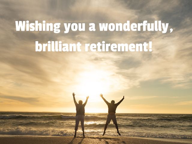 Happy Senior Couple Celebrating Retirement on Beach at Sunset - Download Free Stock Templates Pikwizard.com
