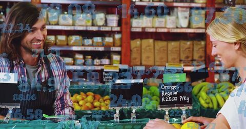 Digital Business Data Visualization Over Supermarket Scene - Download Free Stock Images Pikwizard.com