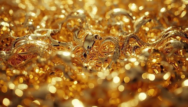 Shimmering gold jewelry with filigree elements