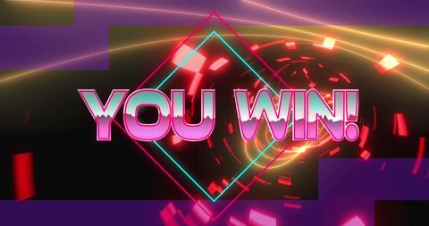 Neon Victory Banner with Futuristic Glowing Tunnel Design