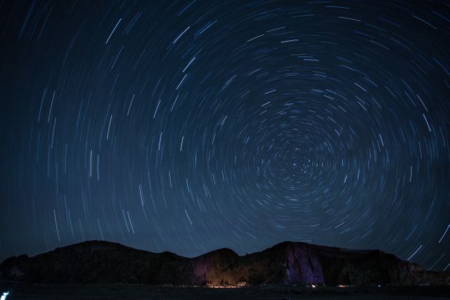 Star Trails Over Rocky Mountain Landscape at Night - Download Free Stock Photos Pikwizard.com