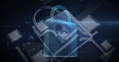 Digital Security Padlock over Data Network Interface - Download Free Stock Images Pikwizard.com