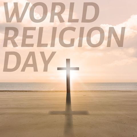 solitary cross at sunset for world religion day - Download Free Stock Templates Pikwizard.com
