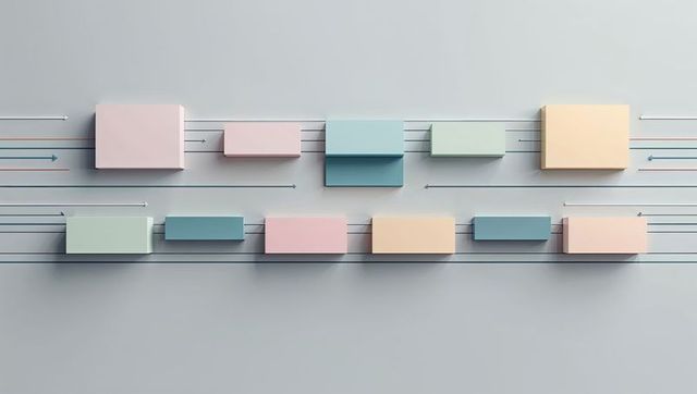Abstract pastel 3d flowchart with lines and arrows