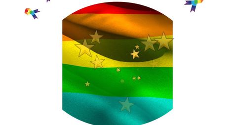 Rainbow Flag with Stars and LGBTQIA Ribbons
