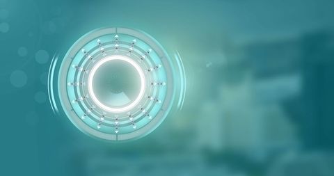 Futuristic digital interface scanning with green abstract background