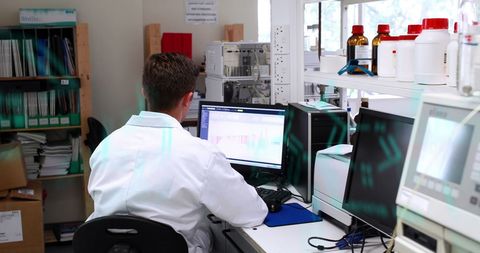 Lab Technician Analyzing Data on Computer in Laboratory - Download Free Stock Images Pikwizard.com