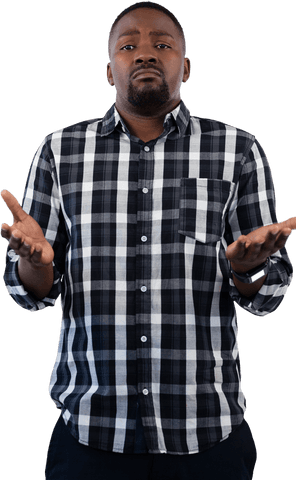 transparent image of a confused man in plaid shirt shrugging - Download Free Stock Videos Pikwizard.com