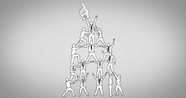 Business Team Building Human Pyramid with Trophy - Download Free Stock Images Pikwizard.com