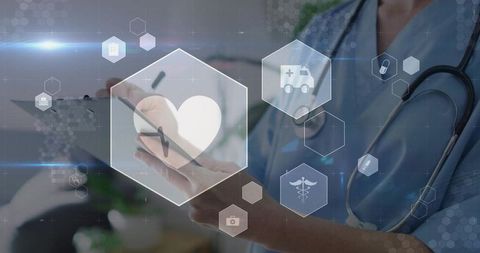 Healthcare Professional Engaged with Digital Medical Interface