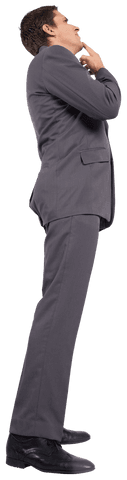 Thoughtful Businessman in Suit Contemplating Transparent Background