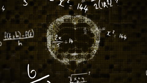 Digital Brain Animation Over Mathematical Equations