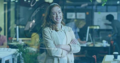 Confident team lead embracing leadership in modern office