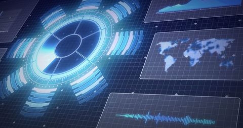 Digital Interface with Global Data Processing Displays - Download Free Stock Images Pikwizard.com